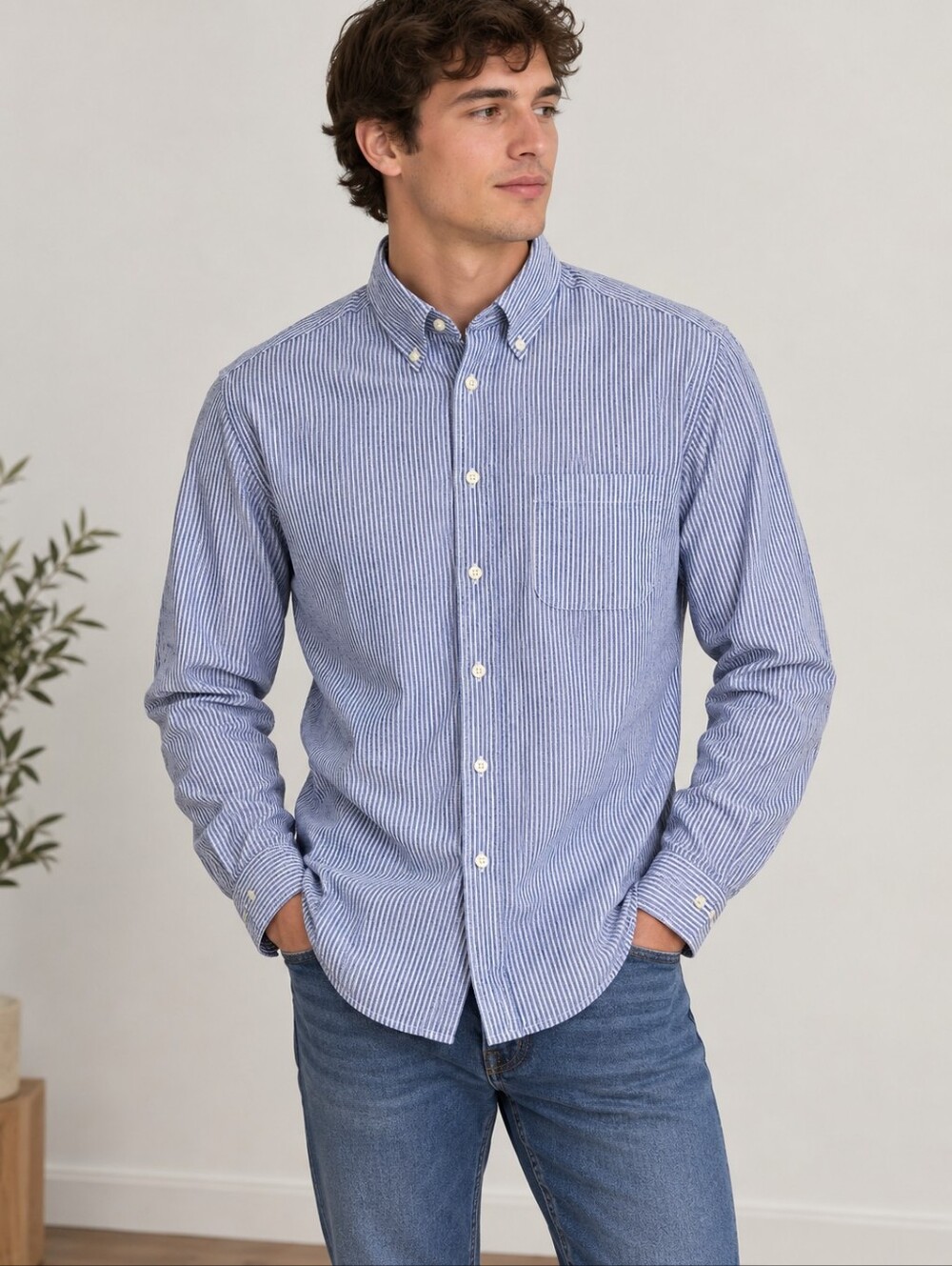 Brooks Brothers Men's Blue White Striped Button Down Shirt Medium